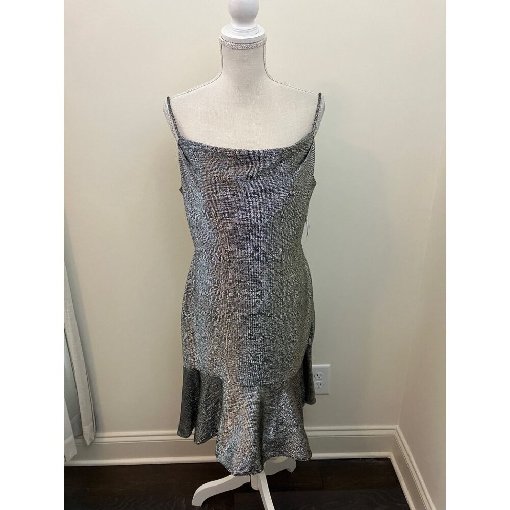 Nightway Silver Strappy Black Liner Dress Size 12 NWT